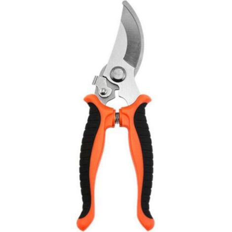 Orange, 2 pièces, sécateur à lame franche, avec poignée pivotante, pour branches et brindilles fraîches, revêtement antiadhésif, lame en acier inoxydable, longueur : 24 cm, (1/4)