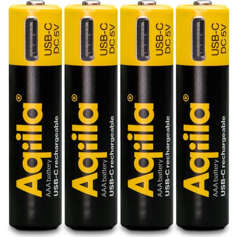 Aqiila - USB-C Rechargeable Battery - Size AAA - 600 mAh - 4 pack