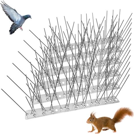 Pic Anti-Pigeon en Acier Inoxydable 2 Mètres, Pack de 8 Pique Anti-Oiseaux pour Effrayer Corbeaux, Moineaux, Chats, Respectueux des Animaux (1/5)