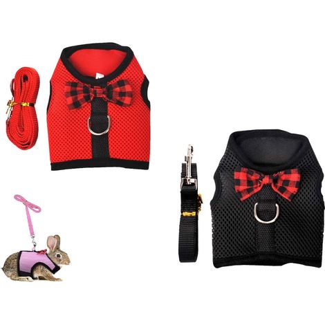 2 gilets de poitrine pour animaux de compagnie en maille douce et respirante (L, rouge + noir)