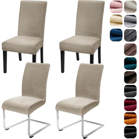 Samt Stuhlhussen 4er Set, elastisch & waschbar, für Esszimmerstühle (1/5)