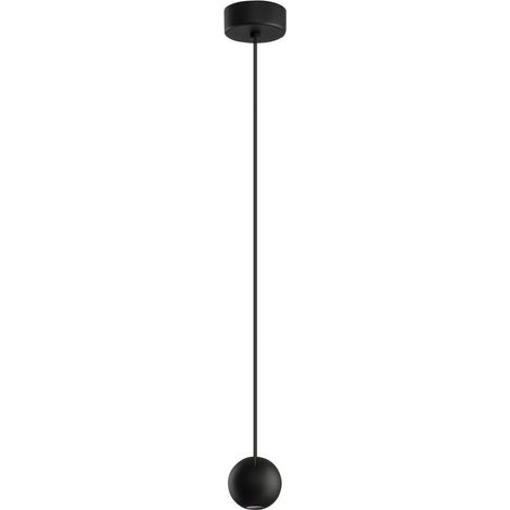 Merano Burbank Slim Suspension Plafonnier Noir Aluminium Noir Tissu Fil LED 4.5W 220Lm 3000K