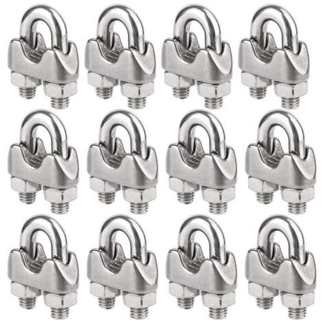 Lot de 12 Serre-câbles étrie en Acier Inoxydable pour Câble Métallique de 4mm Diamètre(M4) (1/5)