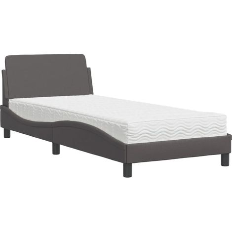 Maison Exclusive - Letto con Materasso Dover Grgio 80x200 cm in Similpelle (1/5)