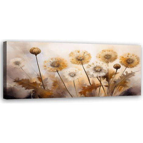 Tableau déco Plantes soufflantes Fleurs sur fond beige 90x30 (1/5)