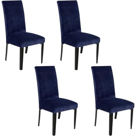 Lot de 4 housses de chaise en velours violet et bleu, résistantes, amovibles, lavables et réutilisables – Pour salle à manger, banquet, décoration d'intérieur (violet et bleu) (1/5)