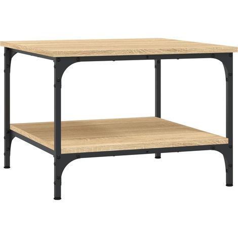 Mesa de centro de diseño industrial con estante 55 x 55 x 40 cm madera de ingeniería color roble y metal DEC038965 (1/5)