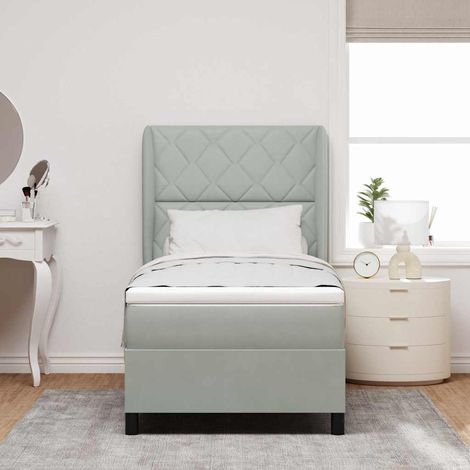 Letto a molle con materasso Grigio chiaro 90 x 200 cm Velluto vidaXL (1/5)
