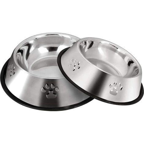 2 bols pour chien en acier inoxydable, bols pour chat avec base 15CM-Ensoleillé (1/2)