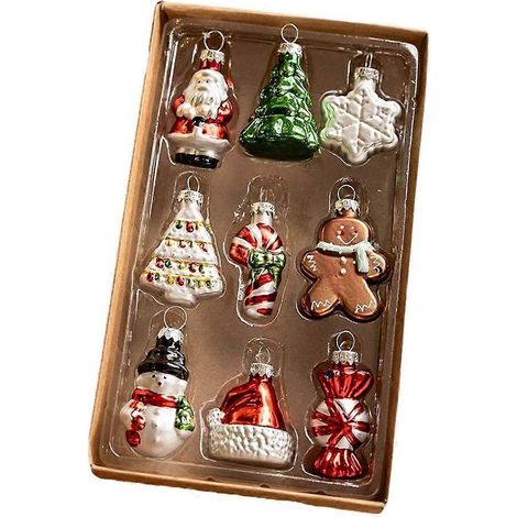 Décoration de Noël en verre faite main, sapin de Noël, flocons de neige à suspendre pour les fêtes (1/5)
