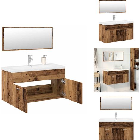 Ensemble de meubles salle de bain 3 pcs bois d'ingénierie - Ensemble De Meubles De Salle De Bain - Ensembles De Meubles De Salle De Bain - Armoire De Salle De Bain - Armoire De Rangement De Salle De B (1/5)