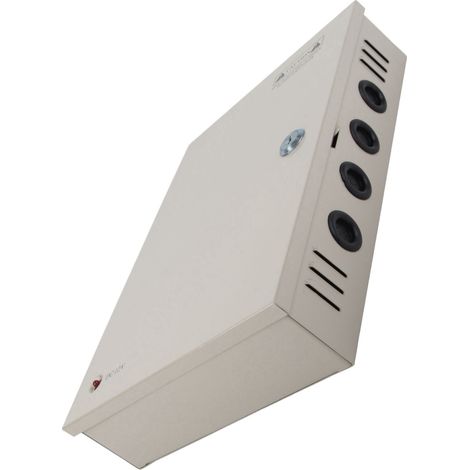 Boîtier d'alimentation CC pour 18 caméras de vidéosurveillance avec boîtier métallique et verrouillage de prise CA. Entrée CA 100 V/220 V, sortie CC 12 V, 20 A. (1/5)