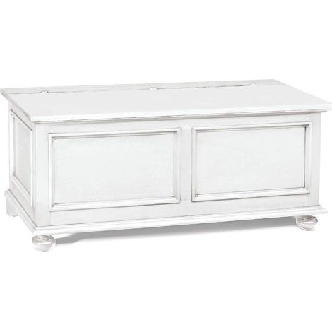 Cassapanca 100 cm in legno con piedi a cipolla Bianco Opaco