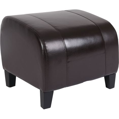 Poggiapiedi pouf elegante sgabello Emmen pelle 47x45x37cm marrone (1/5)