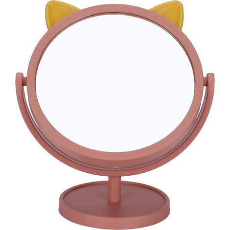 Miroir de maquillage réglable rose, idéal pour salle de bain ou chambre (1/5)