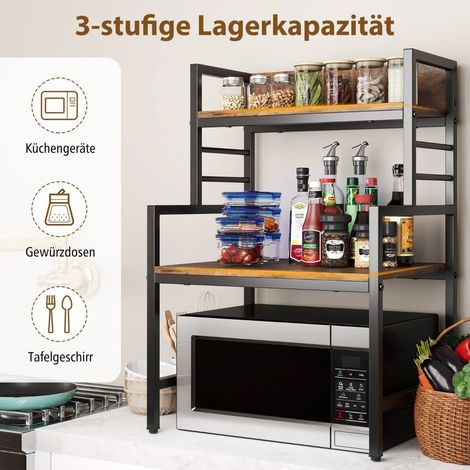 3 stufiges mikrowellenregal mikrowellenstander mit 2 offenen ablagen 52 x 42 x 78 cm