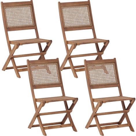 Set di 4 sedie da giardino per esterni in legno d'acacia chiaro pieghevoli Paraggi