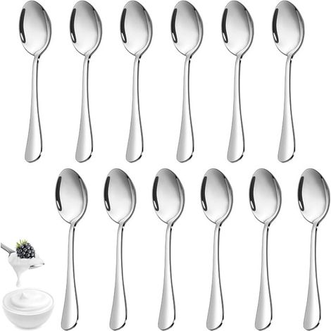 Lot de 12 cuillères à café en Acier Inoxydable - 14 cm Passe au lave-vaisselle, Petites cuillères à soupe - Poli miroir - Pour la maison, la cuisine, le restaurant (1/5)