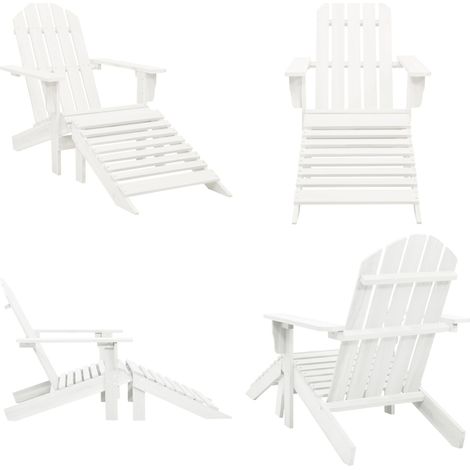 Silla de jardín con otomana madera blanca - Otomana - Madera