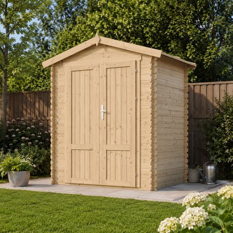 TIMBELA M367F1+M367G Caseta De Jardín De Madera 1,98 m², Cobertizo Exterior Para Herramientas Y Bicicletas, Paredes De 19 mm, Suelo Incluido, Puertas De Panel De Madera Maciza (1/5)