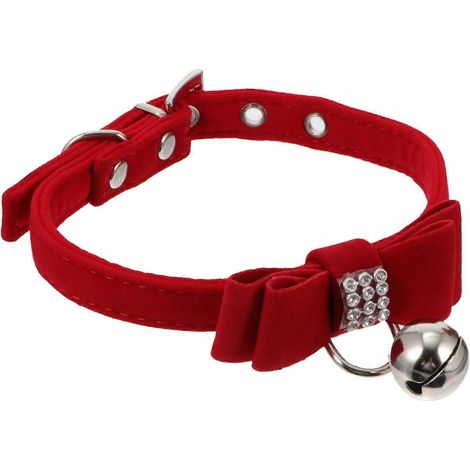 Collier pour chat en velours rouge ajustable avec strass et fonction déguisement pour animal de compagnie au quotidien, élégant collier pour chat en polaire (1/5)