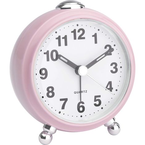 Réveil analogique, Look rétro, Mouvement Silencieux, Horloge de Table, idéal pour Chambre d'enfant, Chambre à Coucher, Couleurs Pastel, Petit réveil, Rose (1/5)