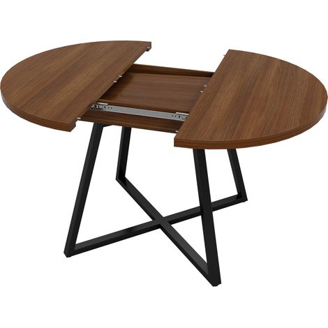 Mesa de comedor extensible 100/140 x 100 cm, para 4-6 personas, MDF, color nogal (1/5)