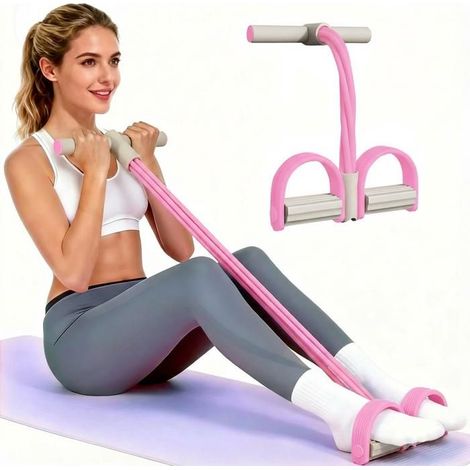 KLVGTIFS PU - Bande de résistance pour pédales avec poignée, bande de résistance multifonctionnelle à six tubes, en caoutchouc naturel - Rose (1/5)