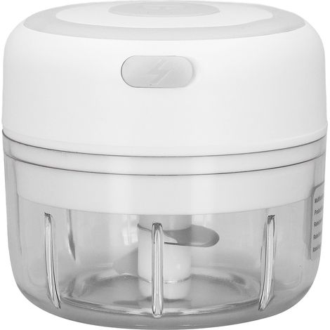 Mini hachoir à ail, lame en acier inoxydable de qualité alimentaire, puissant, rechargeable par USB, presse-ail électrique 100 ml (8,6 x 5,1 x 4,8 cm), blanc (1/5)