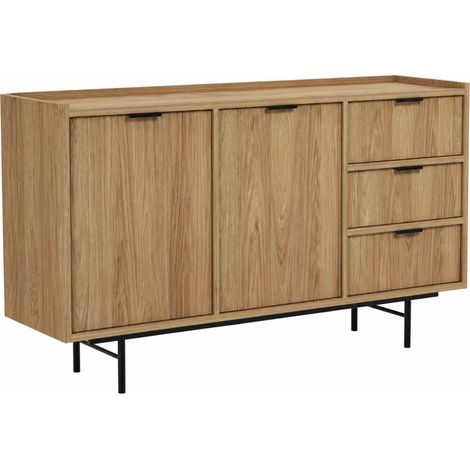 Credenza Elegante Con 2 Ante 3 Cassetti Ripiani Interni Mobile Contenitore Per Sala Da Pranzo Soggiorno Ingresso E Zona Living 150 X 40 X 90 Cm Rovere (1/5)