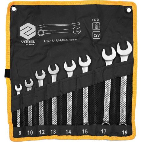 VOREL 51705-CLÉS MIXTES SAC 6-19 MM CRV 8PCS (1/2)