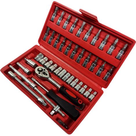 Set chiavi Silver 1 4 pollici argento acciaio 46 pezzi