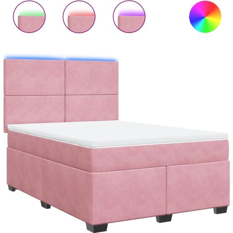 Maison Exclusive - Sommier à lattes de lit avec matelas Rose 140x190 cm Velours (1/5)