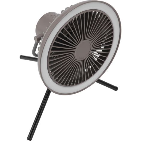 Ventilateur de camping lumineux avec 3 vitesses de ventilation, chargement USB 3,7 V 2 A, support inclus, gris. (1/5)