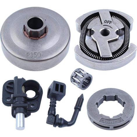 Roue dentée de 3/8"-7T pour embrayage pour Poulan 1900 1950 1975 2050 2055 2075 2150 2175, tambour d’embrayage, embrayage, roue dentée, pompe à huile, tuyau de prise de pompe à huile, roulement à aigu (1/5)