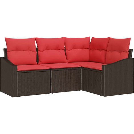 Sofa Set 4 pcs Brown [Synthetic]: Poly Rattan vidaXL (1/5)
