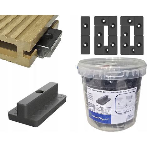 CLIPS DE MONTAGE POUR PLANCHES COMPOSITES WPC MONTAGE CACHÉ 100 PIÈCES H=7MM
