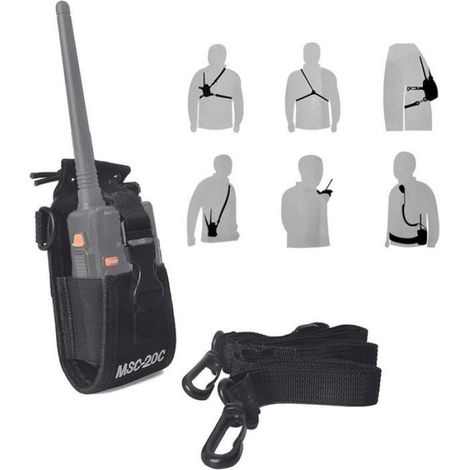 Étui multifonction réglable pour talkie-walkie - - 125x65x45 mm - Nylon durable - Caoutchouc élastique