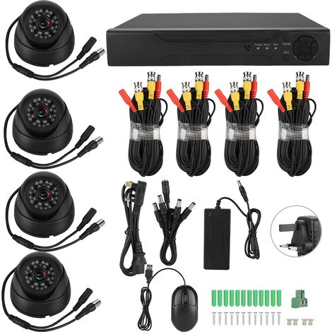 Kit de vidéosurveillance coaxial AHD 4 canaux 720P, caméra de sécurité 5 en 1 HD 100W pixels (prise UK) (1/5)