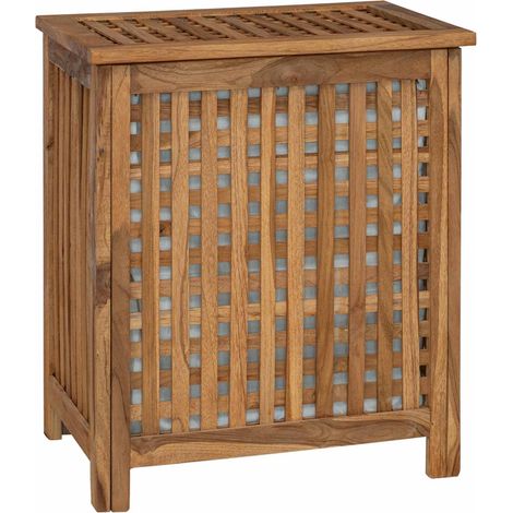 Wäschekorb Natur 50 x 35 x 60 cm Massivholz Teak vidaXL
