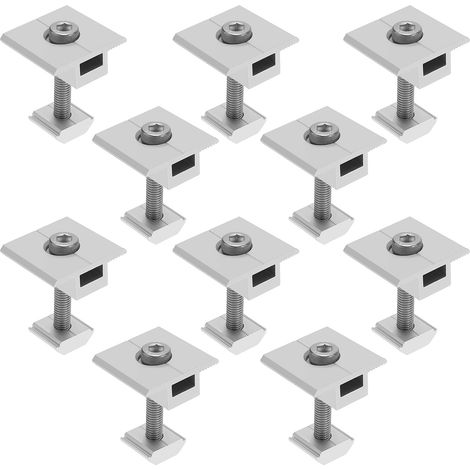 Lot de 10 pinces centrales de panneau solaire en alliage d'aluminium pour toits plats, bateaux, garage, sol (1/5)