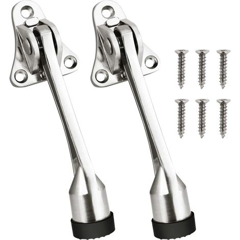 Support de Butée de Porte Sol - Alliage de Zinc avec Pare-Chocs en Caoutchouc - Pour Porte de Garage Bureau Maison - 2 Pièces