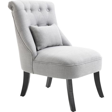 Fabric Single Sofa Dining Chair Tub Chair Upholstered W Pillow Solid Wood Leg Home Living Room Furniture Grey (1/5)