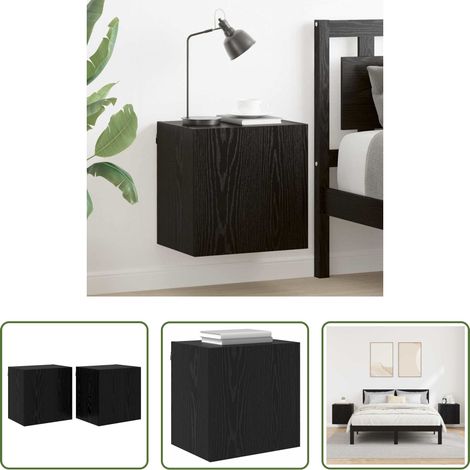Holzregal - TV-Wandregale 2 pcs Schwarz Eichen-Optik 40,5x30x40cm (1/5)