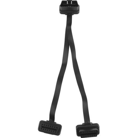 Jeffergarden Cble d'extension OBD 16 broches, mle à -DOUble droit femelle, adaptateur séparateur en Y, connecteur OBD2, ligne plate coudée de 0.3 mètres-