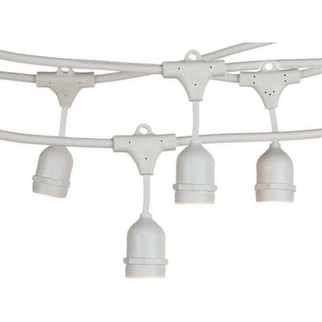 CATENA CORDONIERA LUMINOSA BIANCA ESTERNO 10 METRI 10 LAMPADINE E27 CATENARIA (1/4)