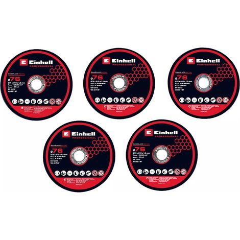 EINHELL Kit de 5 disques de coupe fins - 76 mm - Métal - Alésage 10 mm
