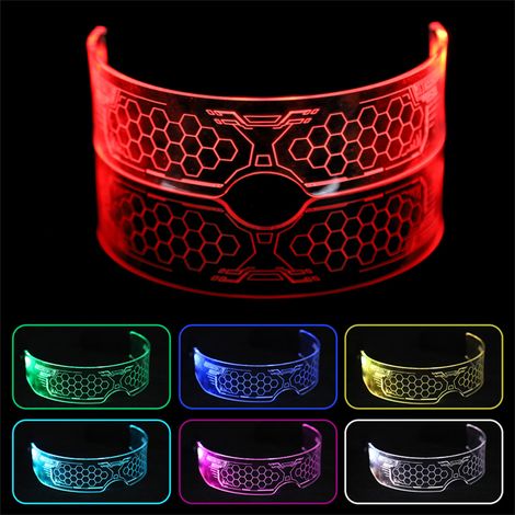 LED-Brille, Party-Lichtbrille, Cyberpunk-LED-Brille, Multieffekte wie farbiges Dauerlicht, Farbwechsel-Blinken, Burst-Blinken