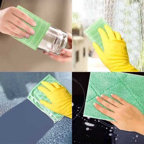 4 Chiffon Bambou Microfibre pour Vitres Miroirs Carreaux Carrosserie Microfibre Bambou Vitre Ménage Salle de Bain (1/3)