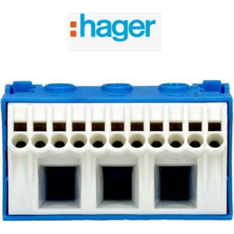 Hager – Bloc de raccordement 63 A – 14 points de serrage – Configuration rapide – Indice de protection 2 – Dimensions 33x60x34 mm (1/4)